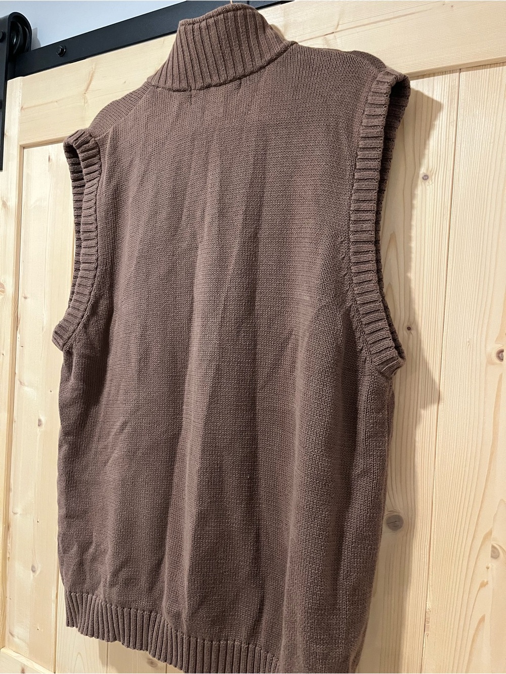 Oscar de la Renta Brown Zip-Up Knit Vest with Sherpa Trim XL - Picture 8 of 8